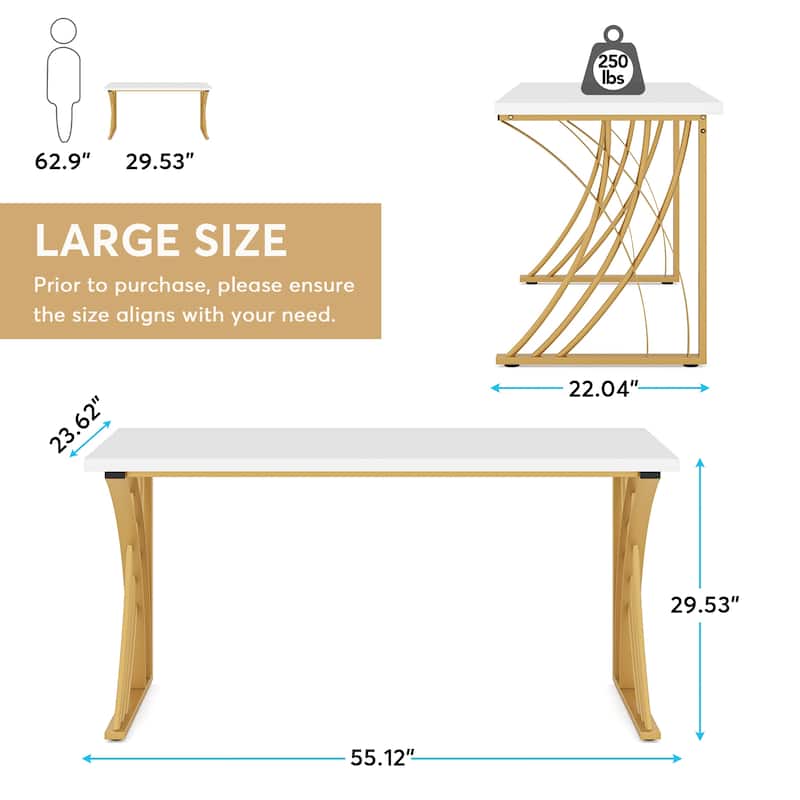 55 inch Modern White Computer Desk