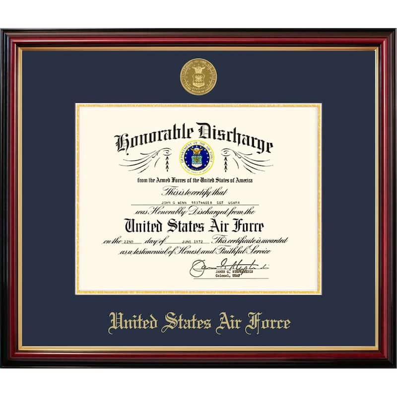 Patriot Frames Air Force 8.5x11 Discharge Petite Frame with Gold Medallion