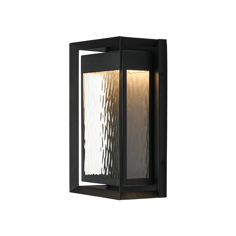 Dimmable LED Rectangle Frame Water Patterned Exterior Wall Sconce - 7.9 in
