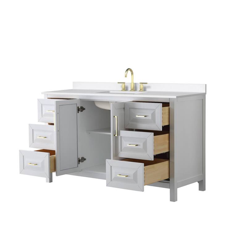 Daria 60-inch Single Vanity, 3 Hole Quartz Top