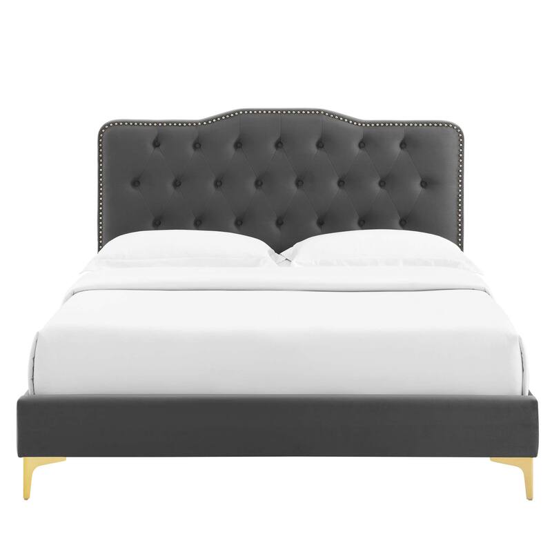 Amber Tufted Performance Velvet Twin Platform Bed