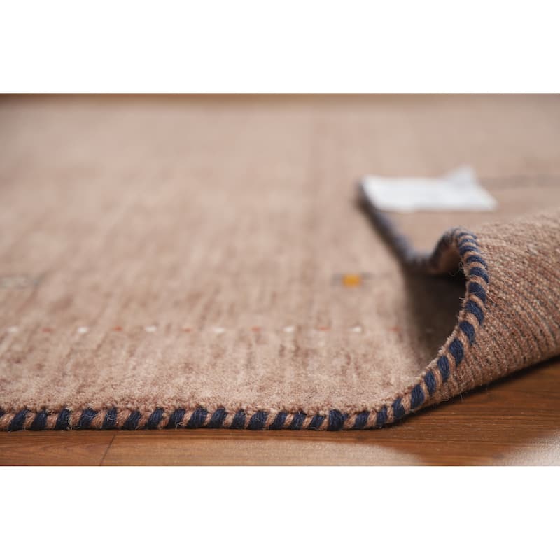 Tribal Gabbeh Indian Area Rug Hand-Knotted Brown Oriental Wool Carpet - 5'0" x 7'10"