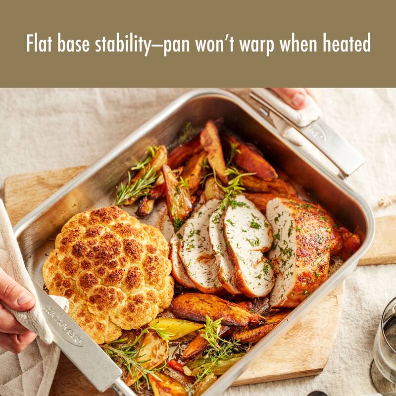 Demeyere Industry 5-Ply Stainless Steel 15.7 X 13.3-inch Roasting Pan - 15.7" x 13.3"