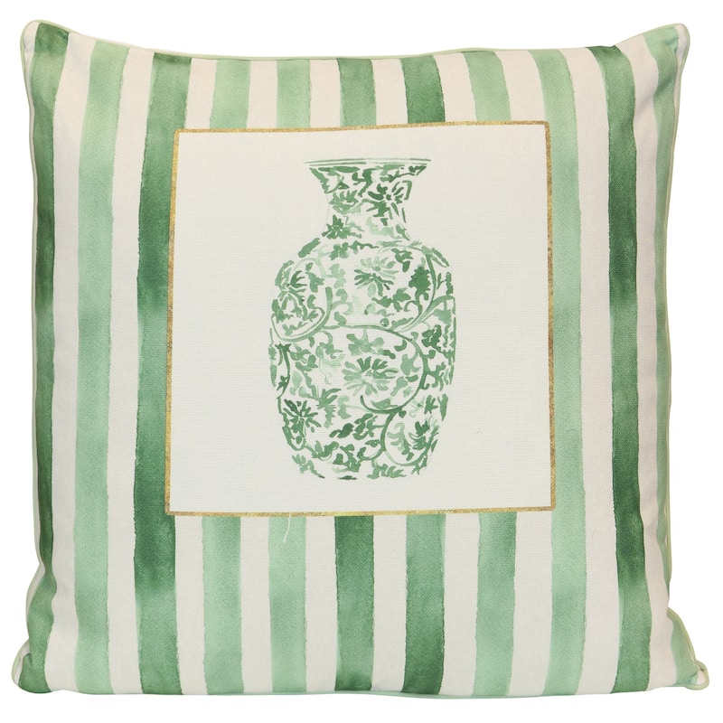 StyleCraft Tamara Day for StyleCraft Porcelain Gallery Pillow - 24" x 24" - Green, Soft White