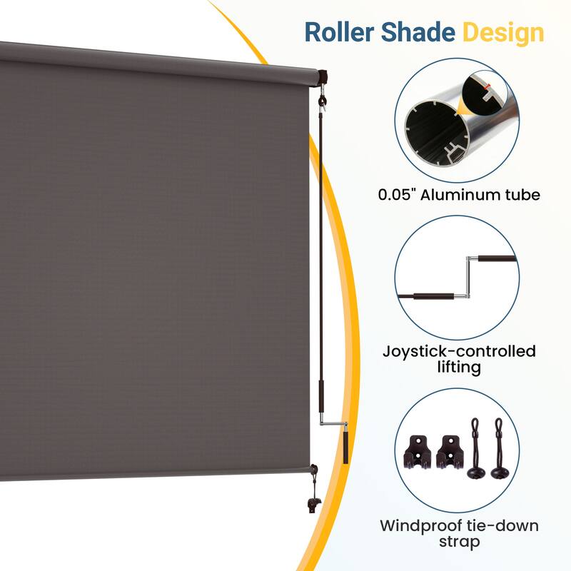 Solar Crank Outdoor Roller Shade with Teslin, No Cassette