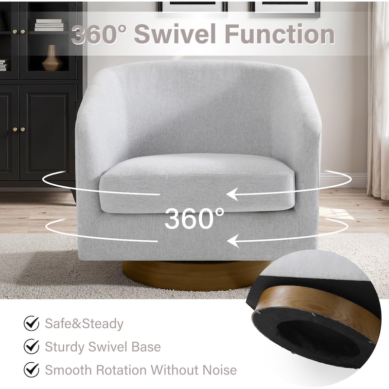 Faux Leather Wide Seat Swivel Barrel Chair