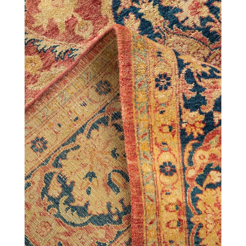 Overton Handknotted Wool Traditional Oriental Purple Area Rug - 6' x 9'