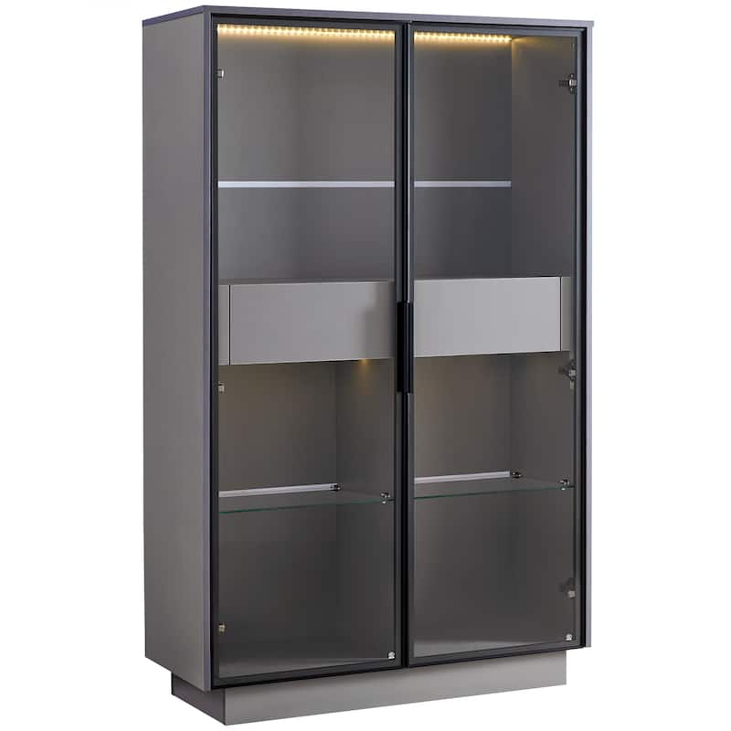 60.6'' Tall Display Cabinet with Tempered Glass Door