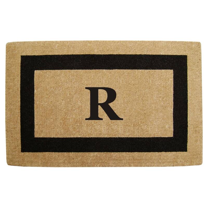 Heavy-duty Coir Fiber Single Black Framed Letter Monogrammed Doormat - 30 inches x 48 inches - R