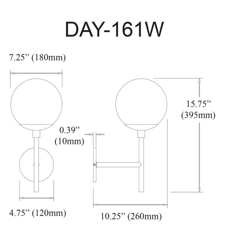 Wall Sconce 1 Light Art Deco Chrome White Glass Shade Modern Wall Lighting - 15.75