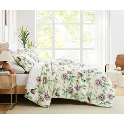 Passiflora 100 % Cotton 300 Thread-Count Sateen Duvet Cover Set