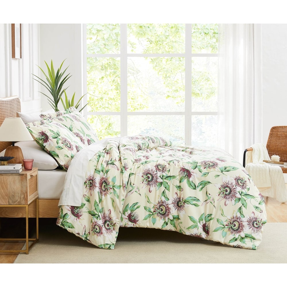 Passiflora 100 % Cotton 300 Thread-Count Sateen Duvet Cover Set
