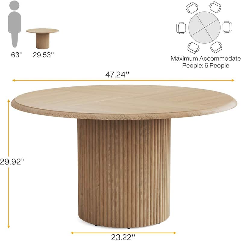 43.3 Inches Round Farmhouse Dining Table for 4 Kitchen Table for Dining Room