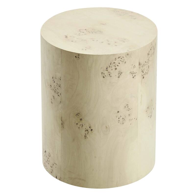 Cosmos 16" Round Burl Wood Side Table - N/A