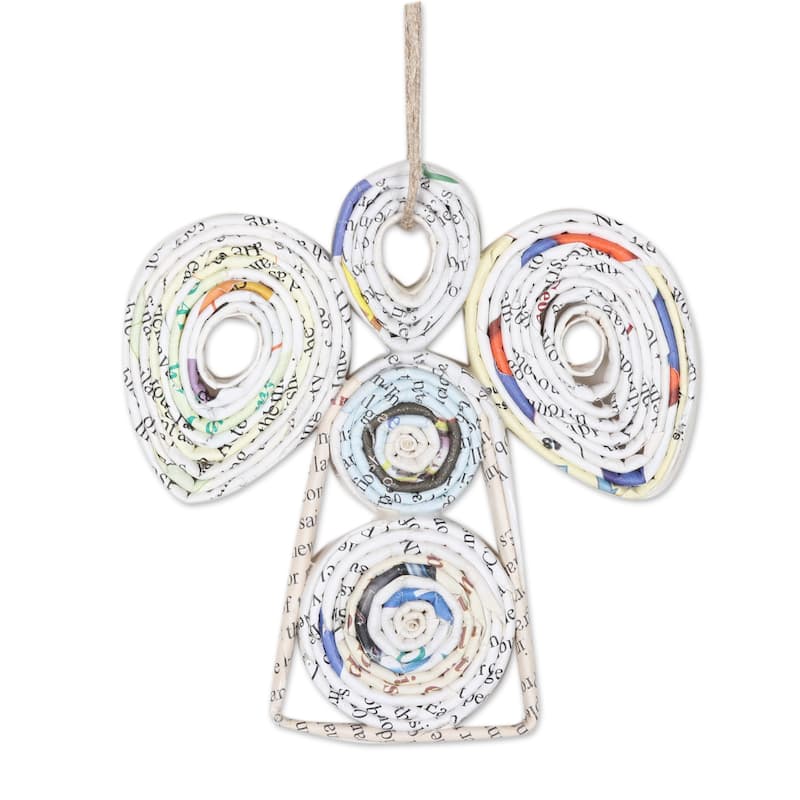 Novica Handmade Angel Message Recycled Paper Ornaments (Set Of 4)