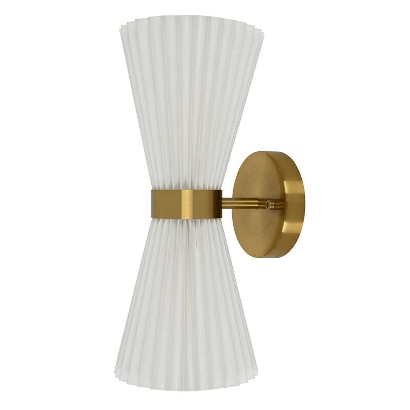 Beacon Lighting Amore 2 Light Pleated Wall Bracket - Brass with White Linen Shade