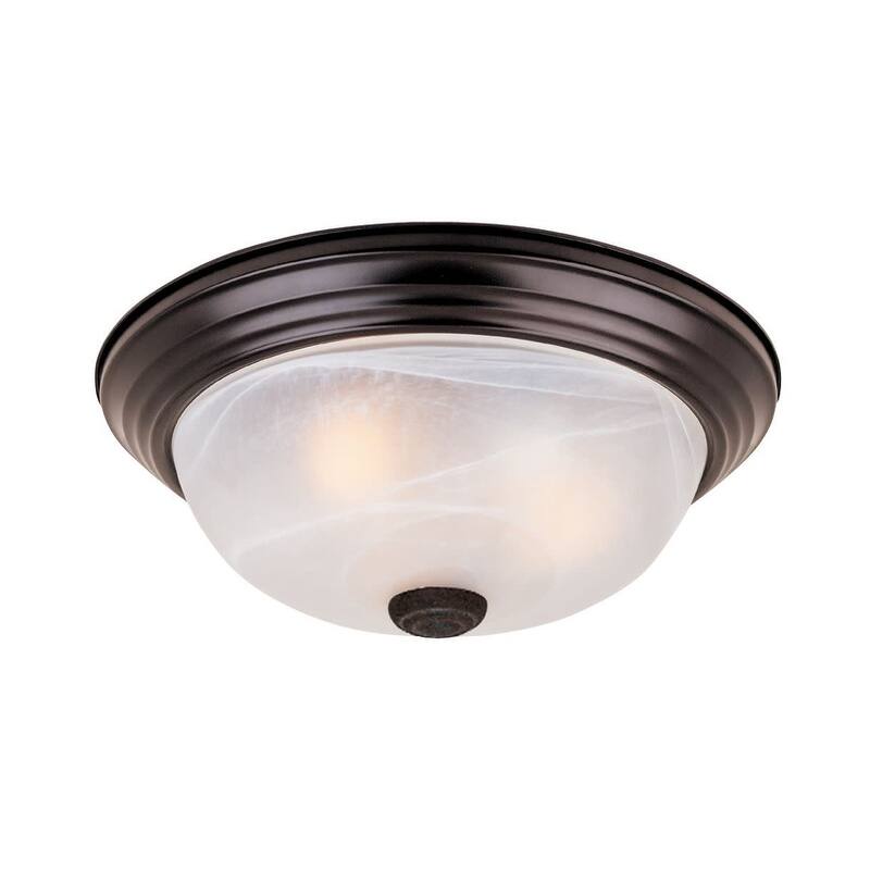 Designers Fountain 2 Light 11.25" Flush Mount with Alabaster Glass - Oil Rubbed Bronze