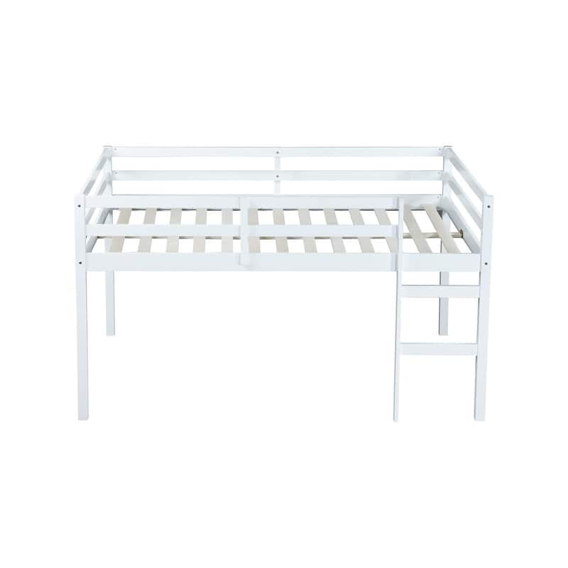 Full Size Rubber Wood Loft Bed with Ladder
