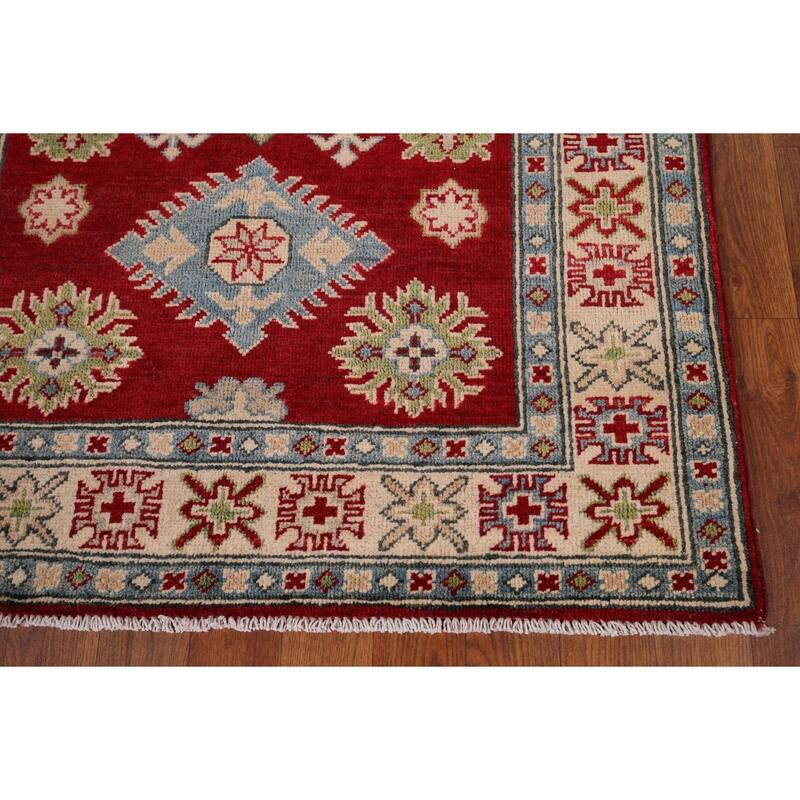 Red Kazak Foyer Rug Hand-Knotted Wool Carpet - 3'3" x 4'6"