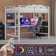 preview thumbnail 23 of 64, Twin/Full Size Gaming Loft Bed with Bulit-in Desk and LED Lights, Metal Loft Bedframe with Ladder and Guardrails for Kids