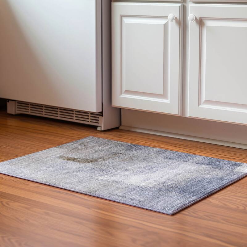 Premium Washable Super Soft Brushstrokes Abstract Mayfield Rug - Blue - 1' 8" x 2' 6" - Rectangle