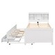 preview thumbnail 12 of 26, Twin Platform Bed with Storage Headboard, USB, Twin Size Trundle and 3-Drawers, White