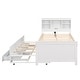preview thumbnail 12 of 26, Twin Size Platform Kids Bed Frame with Storage Headboard, USB, Twin Size Trundle and 3-Drawers for Bedroom, White