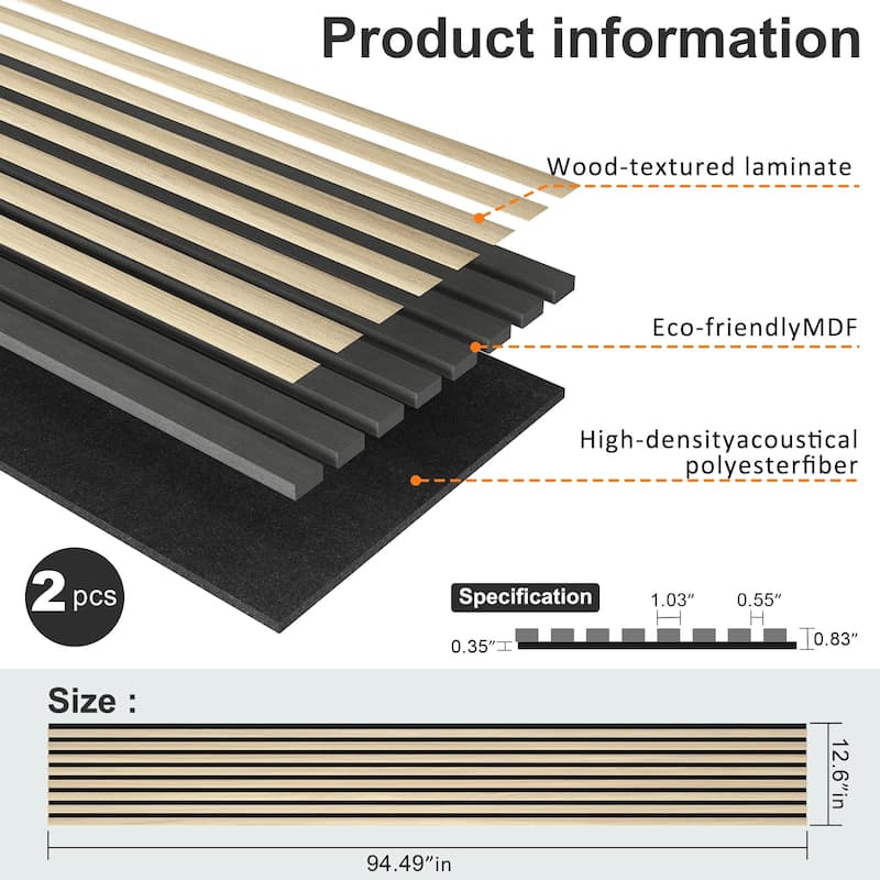 2 Pack Acoustic Wood Wall Panels