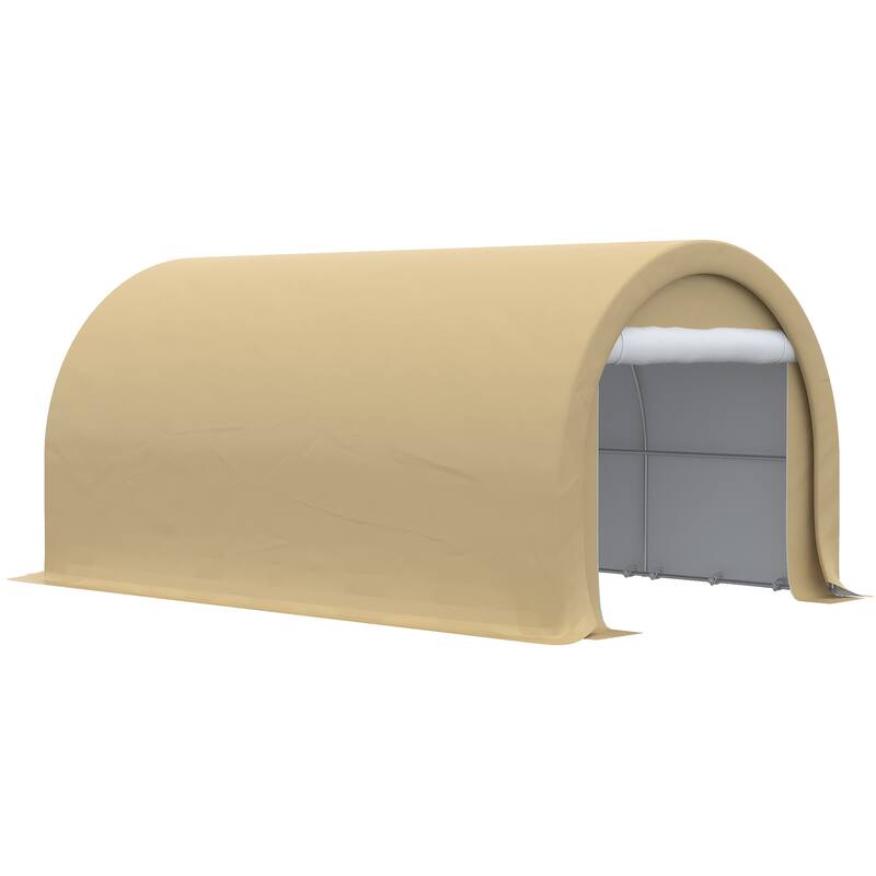 Outsunny 16' x 10' Carport, Heavy Duty Portable Garage / Storage Tent with Large Zippered Door, Anti-UV PE Canopy Cover
