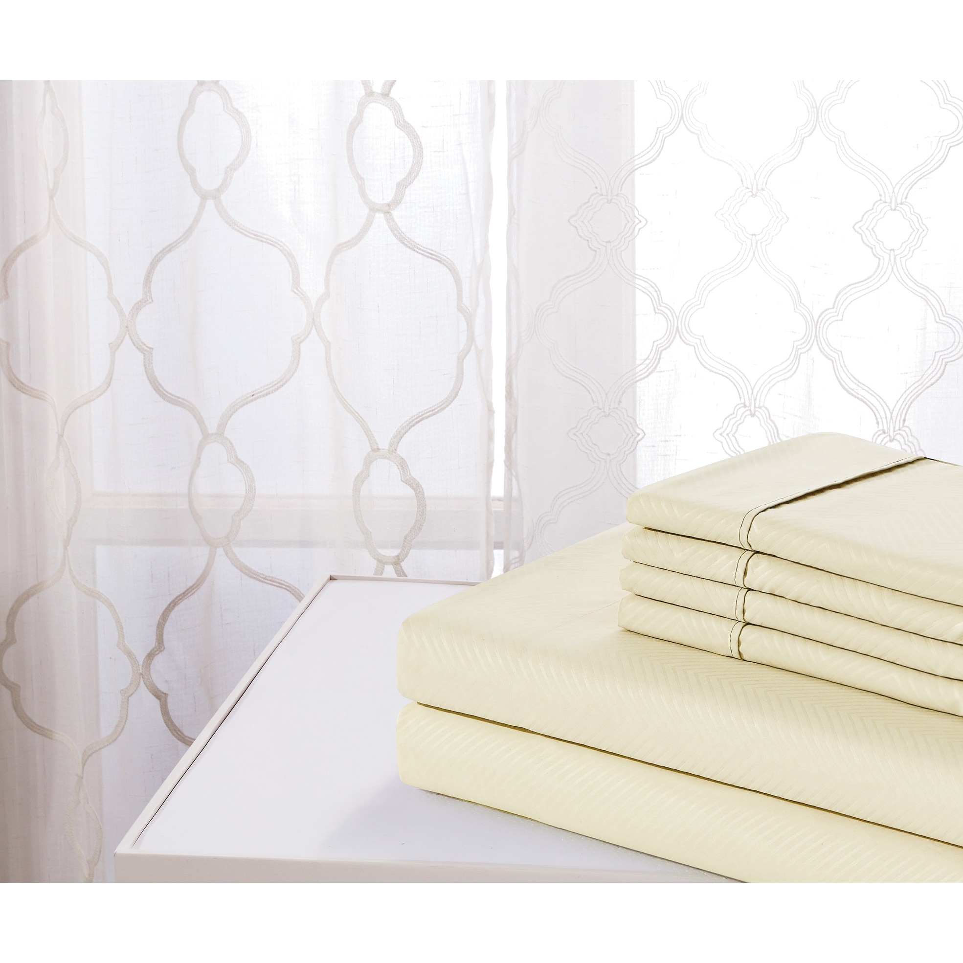 Bamboo Rayon 4-Piece Chevron Embossed Luxury Sheet Set-image