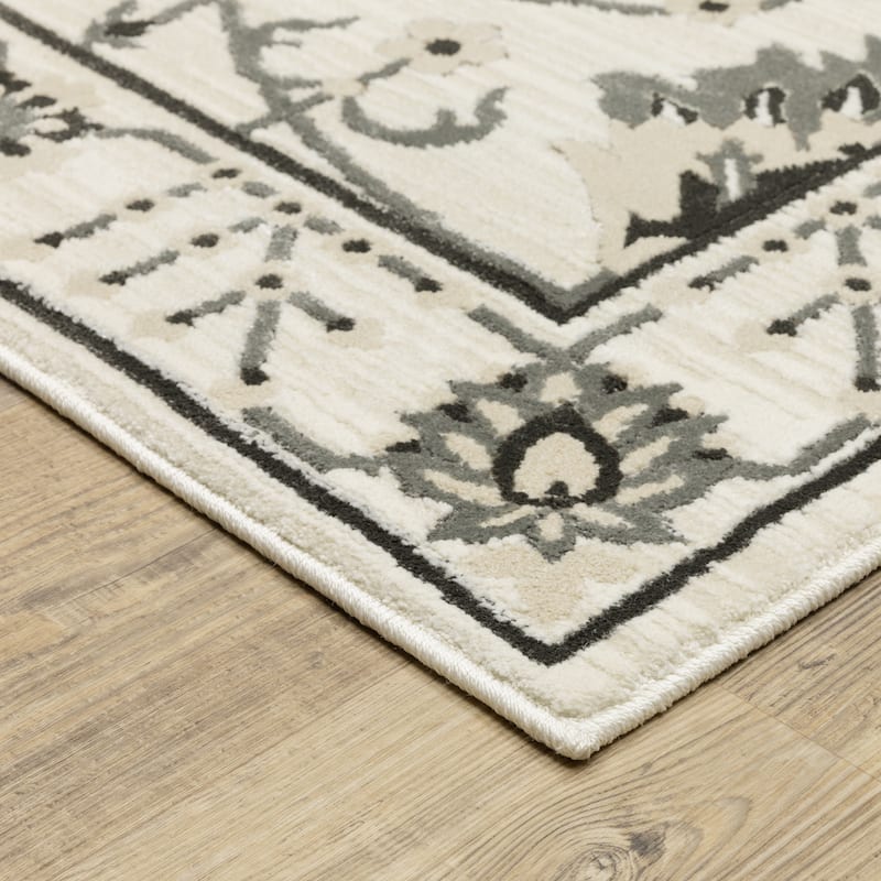 Style Haven Ripley Traditional Floral Grey/ Ivory Mixed Pile Area Rug