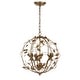 preview thumbnail 3 of 3, SAFAVIEH Lighting Austen Adjustable 3-light LED Gold Leaf Cage Chandelier - 17" x 17" x 20.75-92.75"