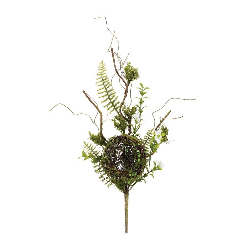 Bird Nest Twig Spray (Set of 2) - Green, Brown
