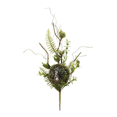 Bird Nest Twig Spray (Set of 2) - Green, Brown
