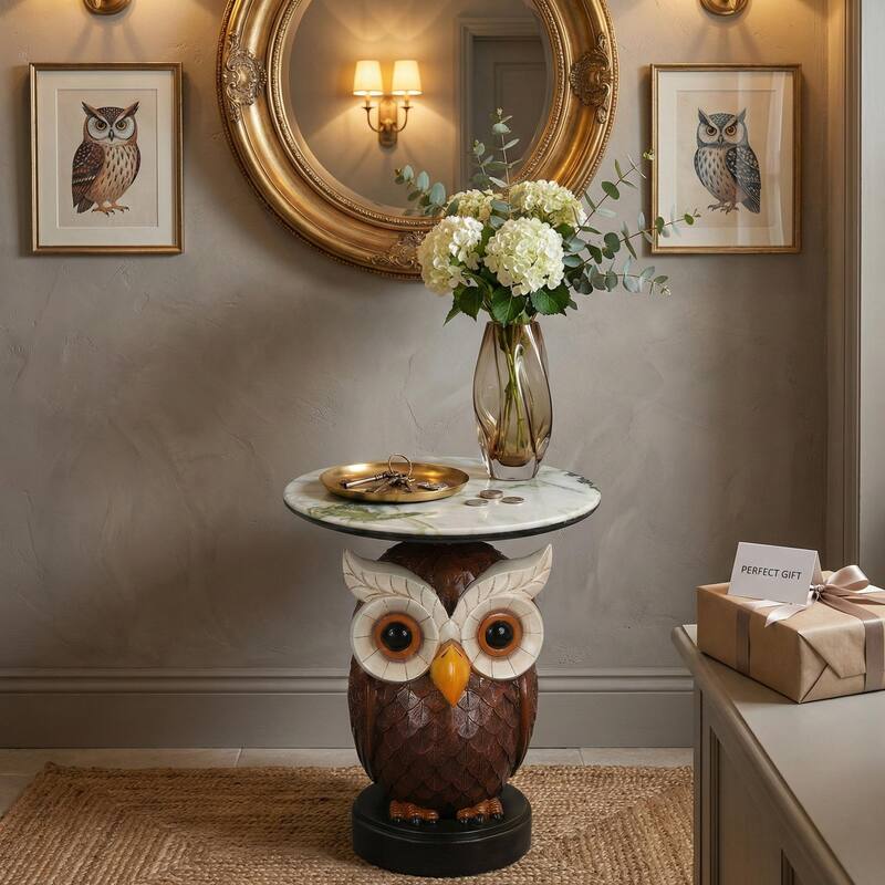 Owl Accent Table Animal Statue End Tables Livingroom
