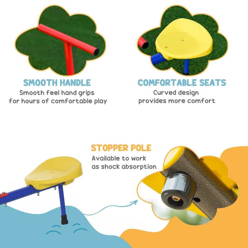 Kids Seesaw Swivel Teeter Totter with 360° Spinning, 4 Seater Seesaw Outdoor Playground Equipment for Backyard
