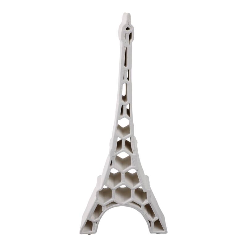 Ceramic Decorative Object Honeycomb Eiffel Tower - 14" Ivory - 5" x 3" x 14"