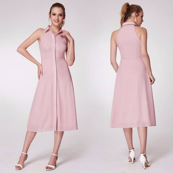 Shop Ever Pretty Womens Elegant Pink Button Up A Line Casual