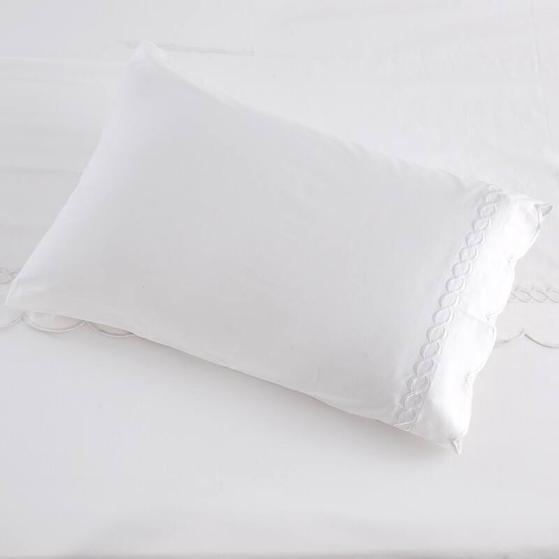 Home Sweet Home Collection 600TC Cotton Scallop Rope Embroidery Sheet Set & Pillowcases