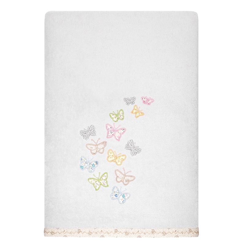 Authentic Hotel and Spa 100% Turkish Cotton Mariposa 3PC Embellished Towel Set