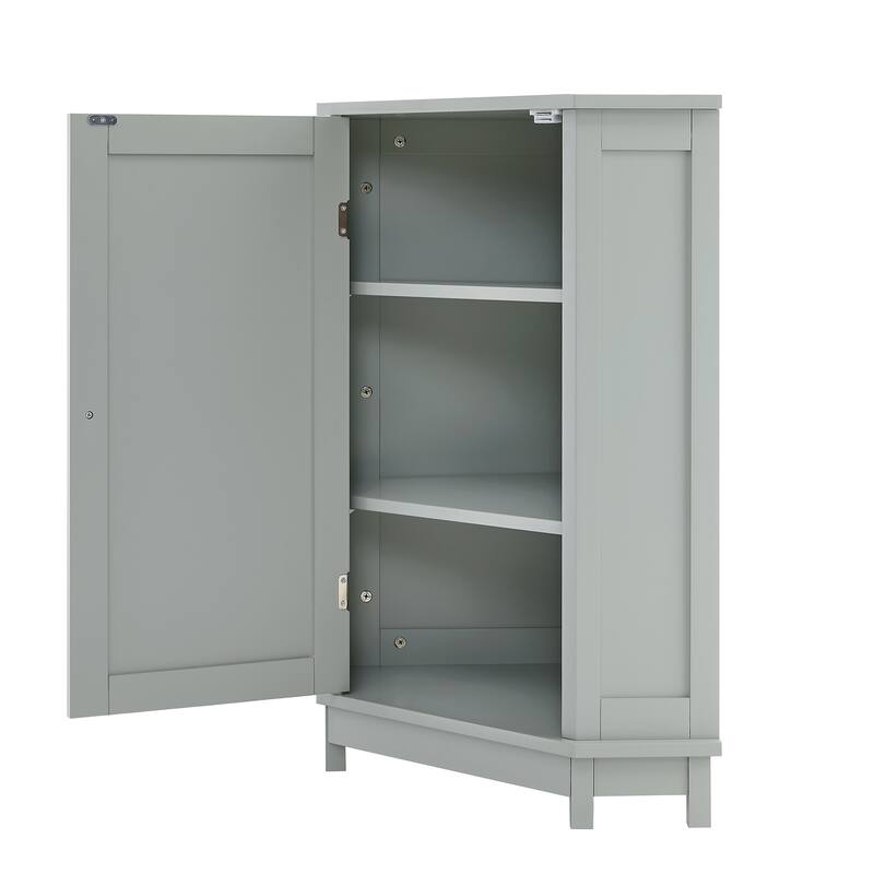 Bathroom Cabinet Triangle Corner Storage Cabinet with Adjustable Shelf Modern Style MDF Board