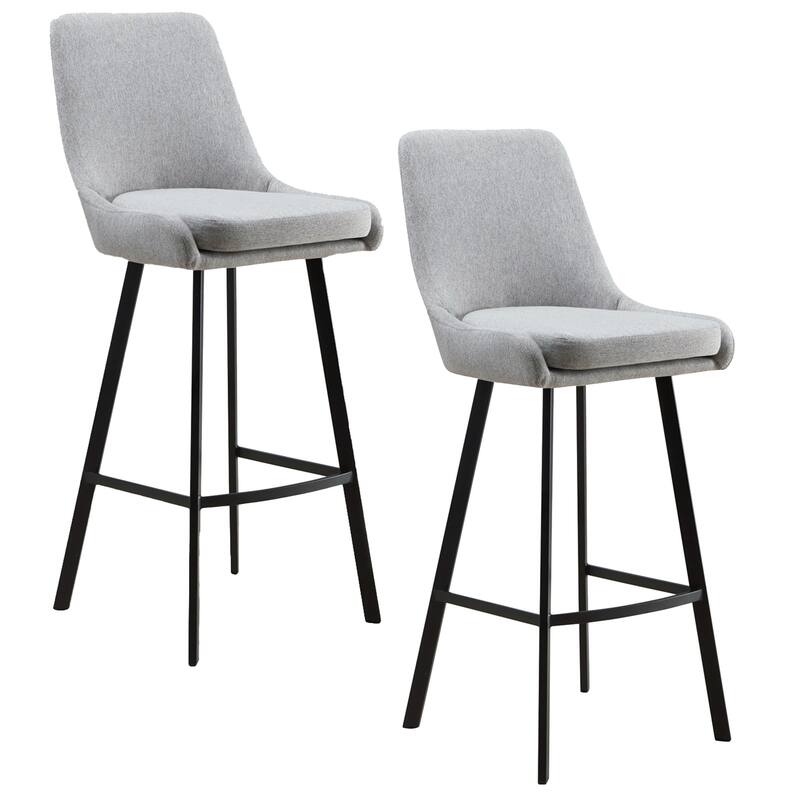 Leick Home Upholstered Back Counter Height Stool with Steel Base Set of 2