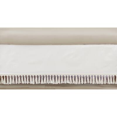 Boho Fringe Ivory Crib Boy Girl Bed Skirt Solid Neutral Cream Off White Tassel Boho Fringe Bohemian Desert Sun Taupe Collection