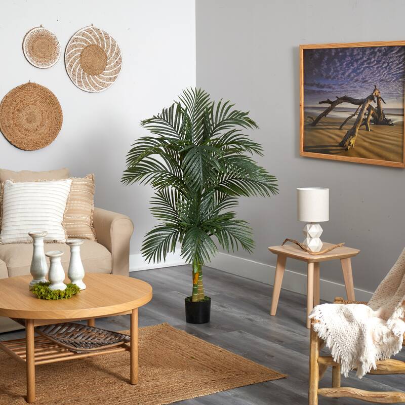 Nearly Natural Double Robellini 5.5-foot Palm Tree UV-resistant - Green