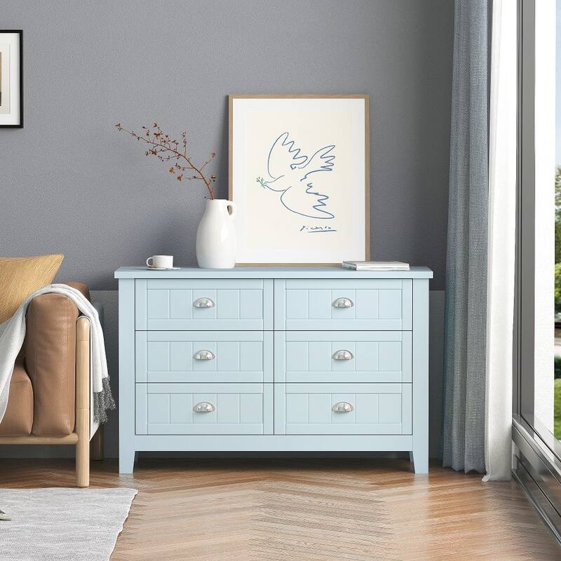 Drawer Dresser Bar Cabinet Side Cabinet,Buffet Sideboard, Solid Wood Frame,Plasticdoor Panel,Retro Shell Handle