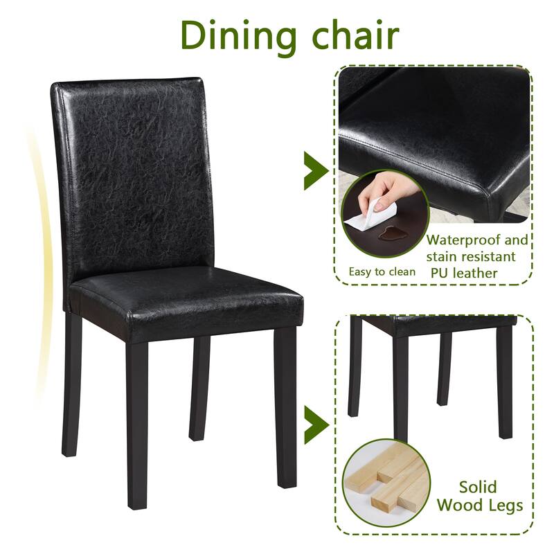Modern 5-Piece Dining Set with Crystal Table & 4 Upholstered Chairs