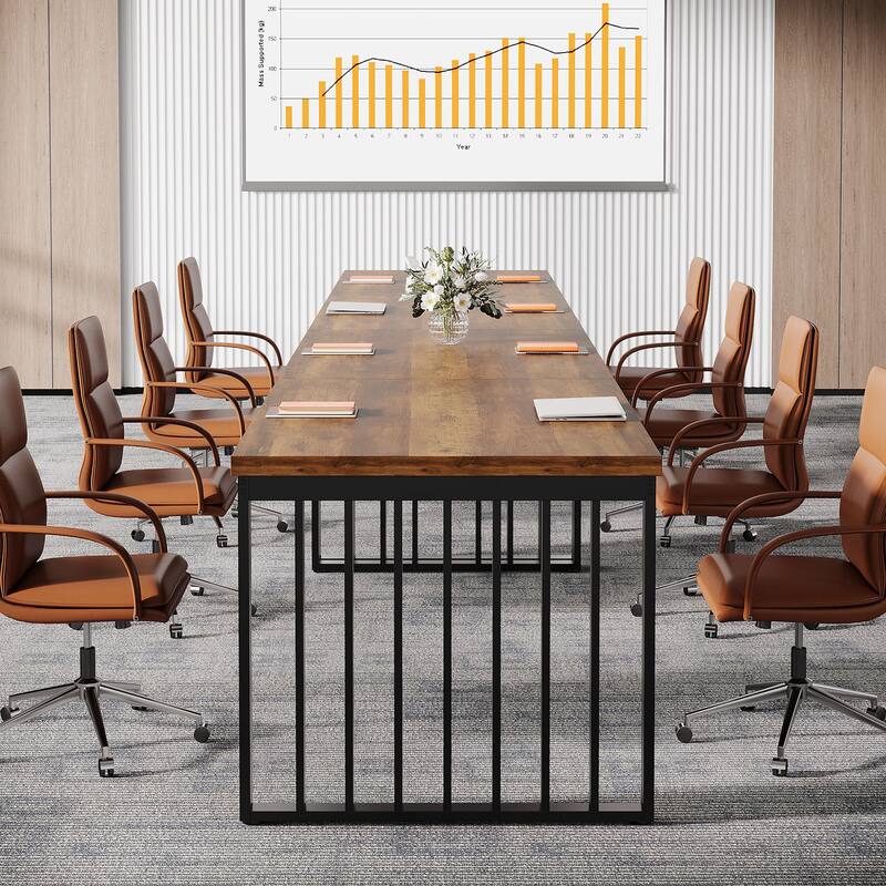 Small Conference Room Table for 4, Industiral Long Meeting Table - 2-pieces