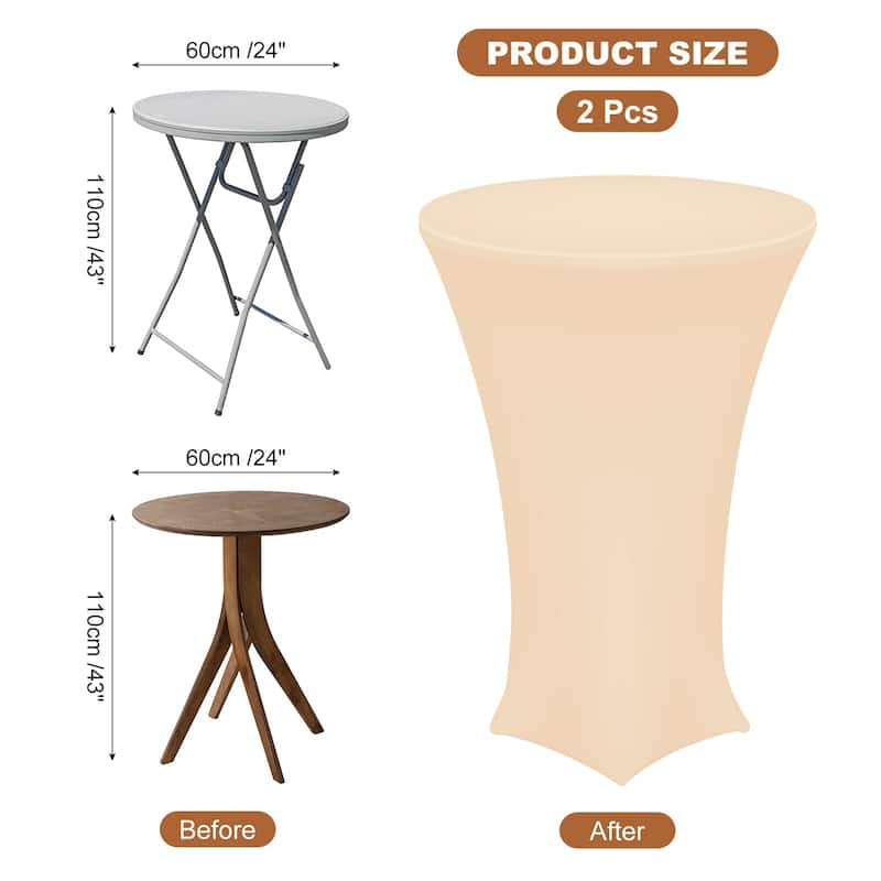 2pcs Cocktail Tablecloth Spandex Stretch Tablecloth Table Cover - Champagne Gold - 24" x 43"