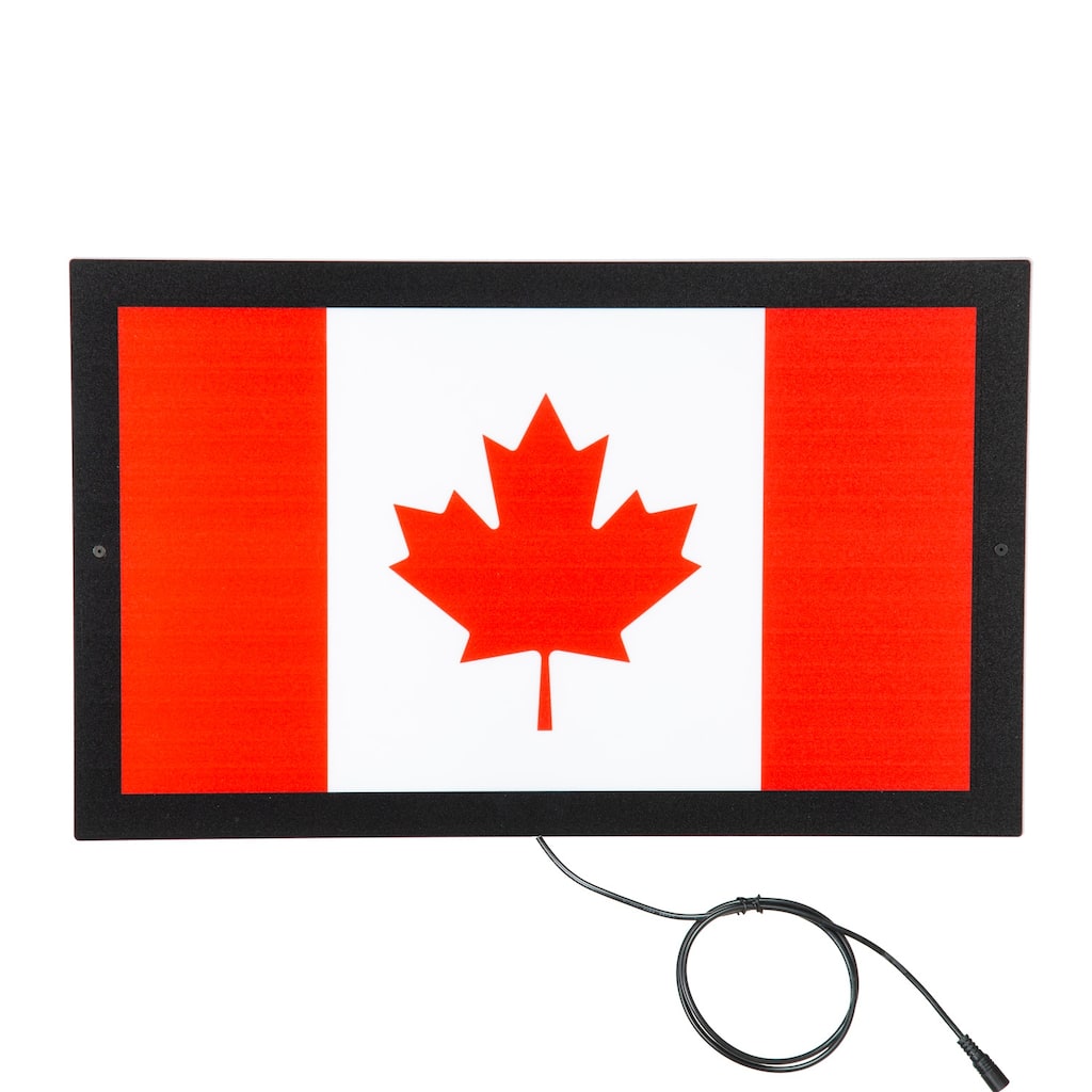 18 in. x 11 in. Canadian Flag Plug-in LED Lighted Wall Décor
