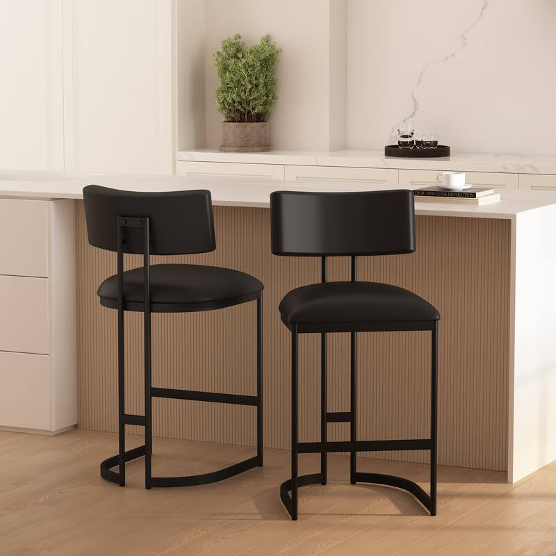 Manhattan Comfort Juno Metal Vegan Leather Counter Stool